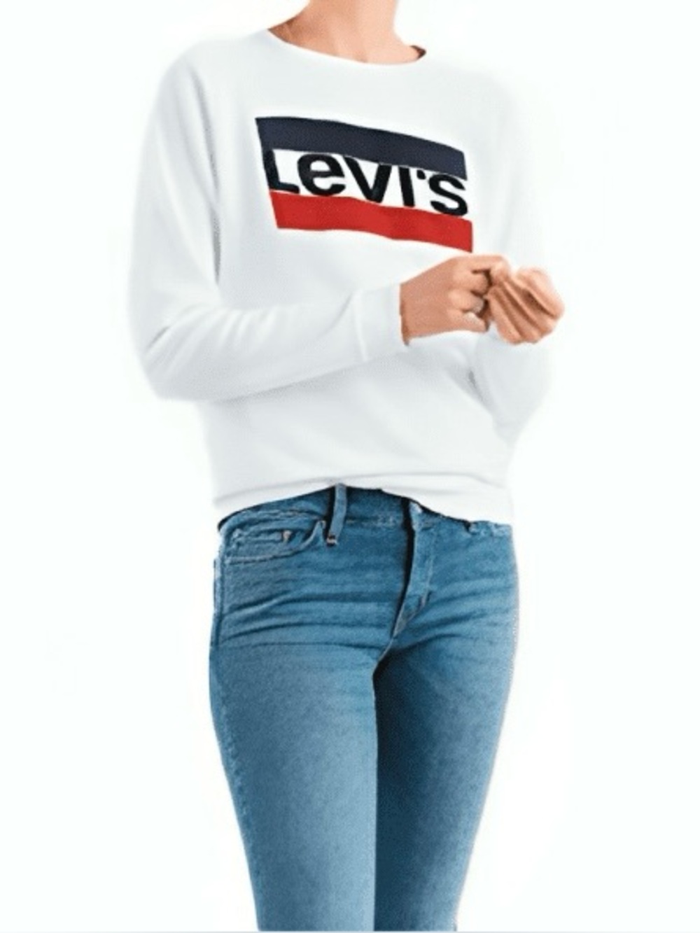 Levi's Women's Relaxed Graphic Raglan Crewneck Sweatshirt White 29717-0065